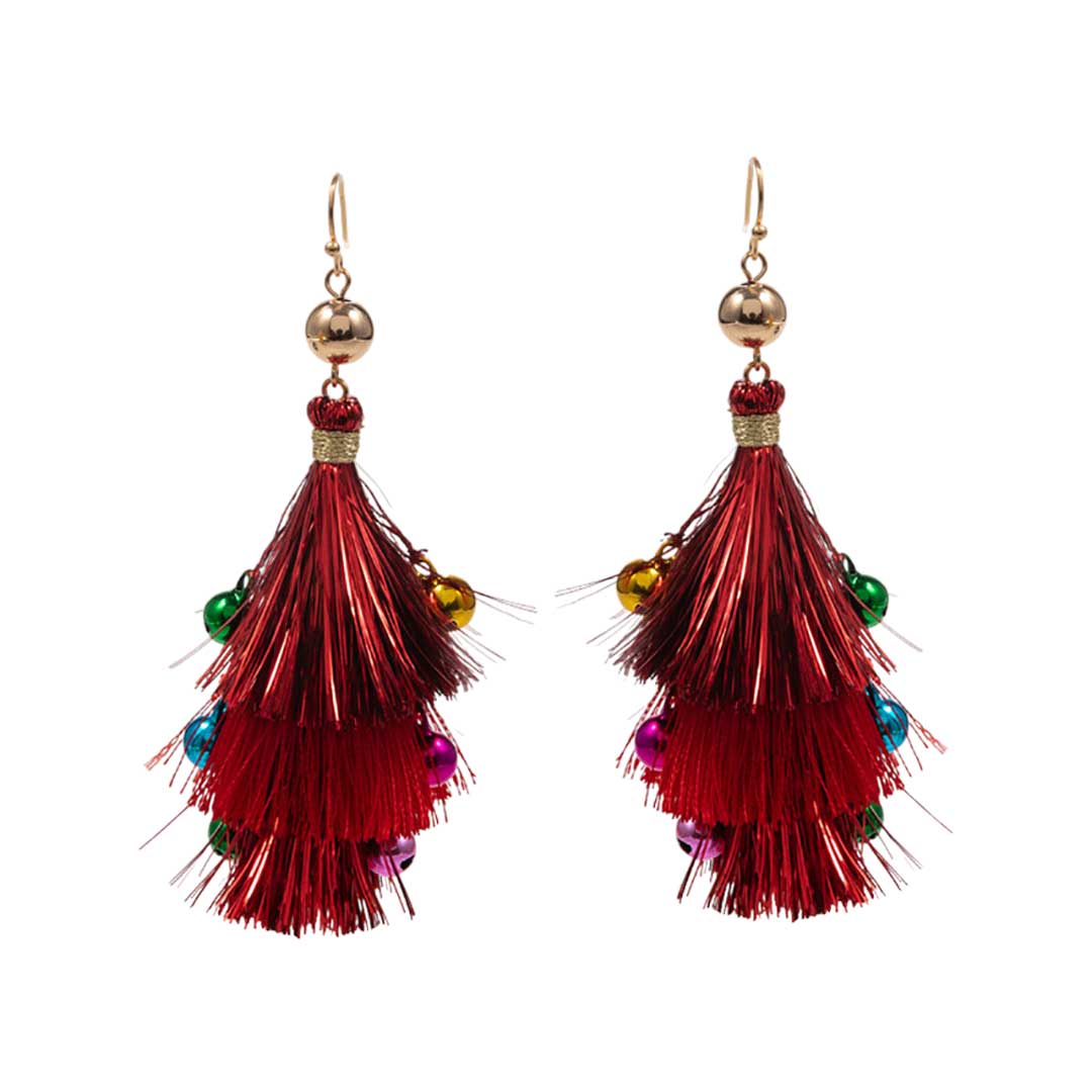 Red Christmas Triple Tassel Layered Dangle Earrings, enjoy this Christmas with an awesome look with these Earrings. They will dangle on your earlobes to bring a unique and beautiful look & bring a smile to those who look at you at the Christmas party. Perfect Gift for Birthdays, Christmas,  Secret Santa, BFF, etc. 