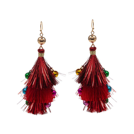 Red Christmas Triple Tassel Layered Dangle Earrings, enjoy this Christmas with an awesome look with these Earrings. They will dangle on your earlobes to bring a unique and beautiful look & bring a smile to those who look at you at the Christmas party. Perfect Gift for Birthdays, Christmas,  Secret Santa, BFF, etc. 