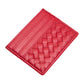 Red Faux Leather Basket Weave Card Holder Wallet boasts a stylish basket weave design. Made from durable materials, it can securely hold multiple cards and cash while keeping a slim profile. Perfect for those looking for a sophisticated and functional accessory.