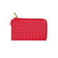 Faux Leather Basket Weave Flat Card Holder Wallet with Wristlet - Red - Wallets