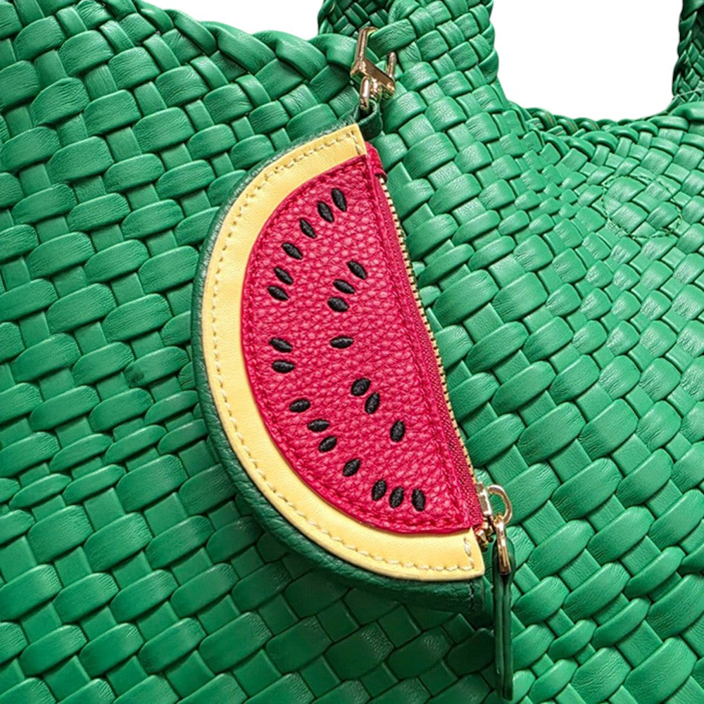 Faux Leather Watermelon Bag Charm - Red - Keychain