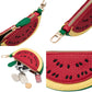 Red Faux Leather Watermelon Bag Charm is the perfect accessory for any bag. Made from high-quality faux leather, it adds a touch of fun and style to your bag while also being durable and long-lasting. The colorful watermelon design is eye-catching and will surely make a statement. A must-have for any bag lover! 