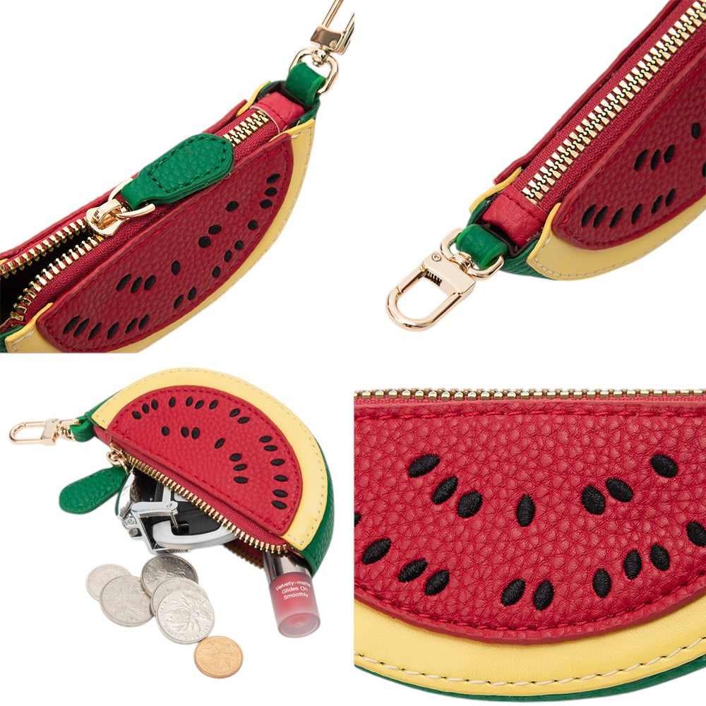 Red Faux Leather Watermelon Bag Charm is the perfect accessory for any bag. Made from high-quality faux leather, it adds a touch of fun and style to your bag while also being durable and long-lasting. The colorful watermelon design is eye-catching and will surely make a statement. A must-have for any bag lover! 