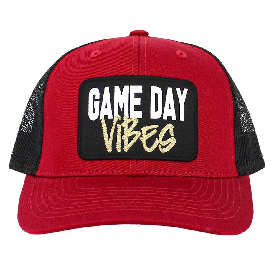 Red Game Day Vibes Message Mesh Back Baseball Cap, offers a semi-structured profile and a two-tone mesh back, perfect for entertaining your friends on game day. Its pre-curved visor and adjustable snapback closure provide a comfortable fit. The eye-catching message and detailed embroidery leave an unforgettable impression.