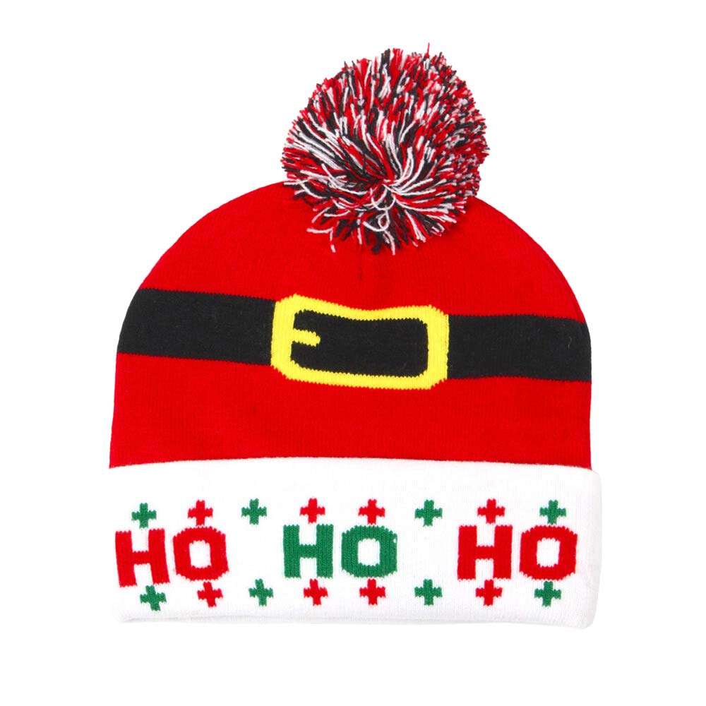 Red HOHOHO Message Christmas Pom Pom Beanie Hat, wear this beautiful beanie hat with any ensemble for the perfect finish before running out the door into the cool air. It's an excellent gift for your friends, or family for Christmas, especially for your friends, family, and the people you love and care about.