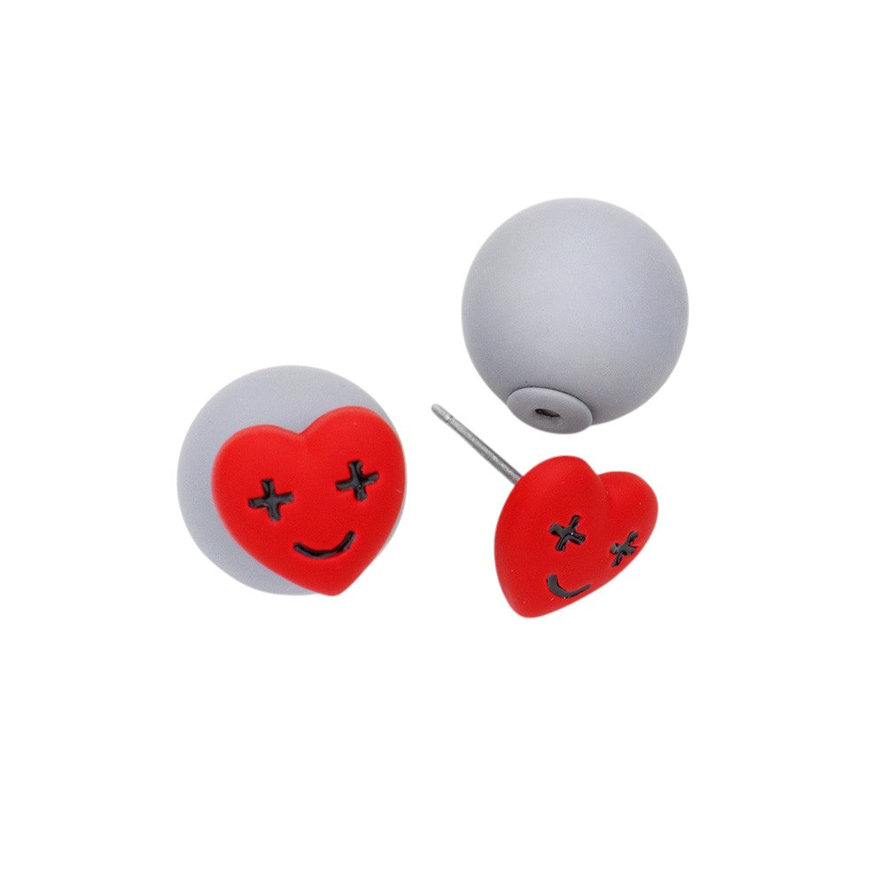 Red  Heart Stud Double Sided Earrings provide a versatile and stylish addition to any outfit. The double-sided design allows for multiple looks, while the heart shape adds a touch of charm. Crafted with quality materials, these earrings are a must-have for any fashion-forward individual.