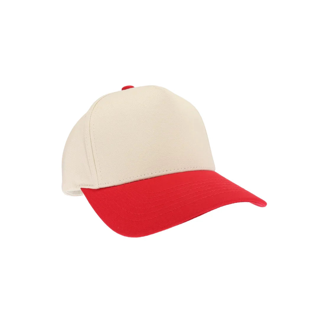 Red KIDS Two Tone Canvas C.C Trucker Hat combines durable canvas with breathable mesh for comfort and style. Its two-tone design adds a playful touch, while the adjustable snapback ensures a secure fit for growing heads. Perfect for everyday wear, this hat offers sun protection and a trendy look for active kids. 