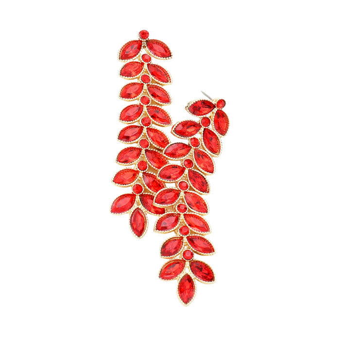 Red Marquise Crystal Leaf Vine Drop Evening Earringsc. Get ready with these bright earrings, put on a pop of color to complete your ensemble. Perfect for adding just the right amount of shimmer & shine and a touch of class to special events. Perfect Birthday Gift, Anniversary Gift, Mother's Day Gift, Graduation Gift.