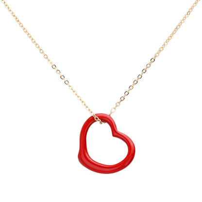 Metal Heart Cut out Pendant Necklace - Red - Necklaces