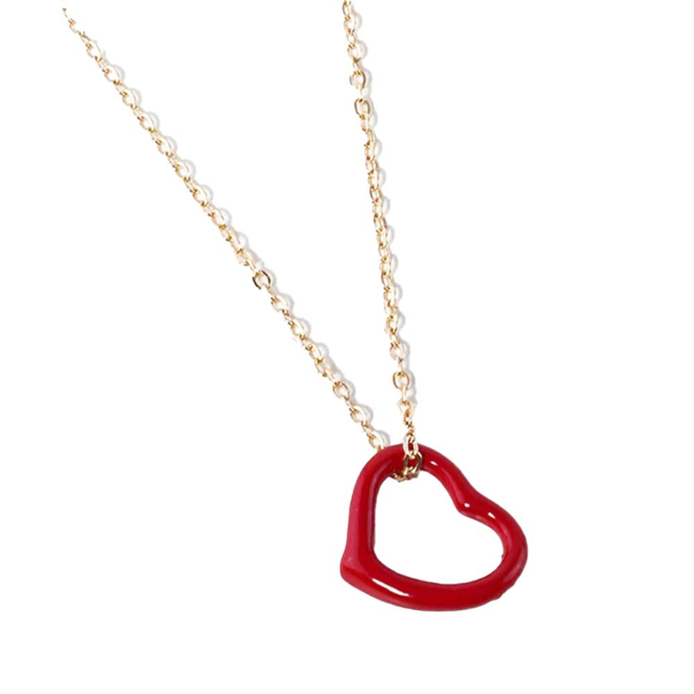 Red Open Heart Pendant Necklace embodies timeless elegance through its minimalist design. Expertly crafted, the open heart motif symbolizes affection and openness, making it a meaningful gift or a personal statement piece. Its lightweight construction ensures comfortable wear, while the polished finish adds a refined touch that enhances both casual and formal ensembles. This necklace seamlessly combines style and sentiment, providing a versatile accessory that complements any jewelry collection. 