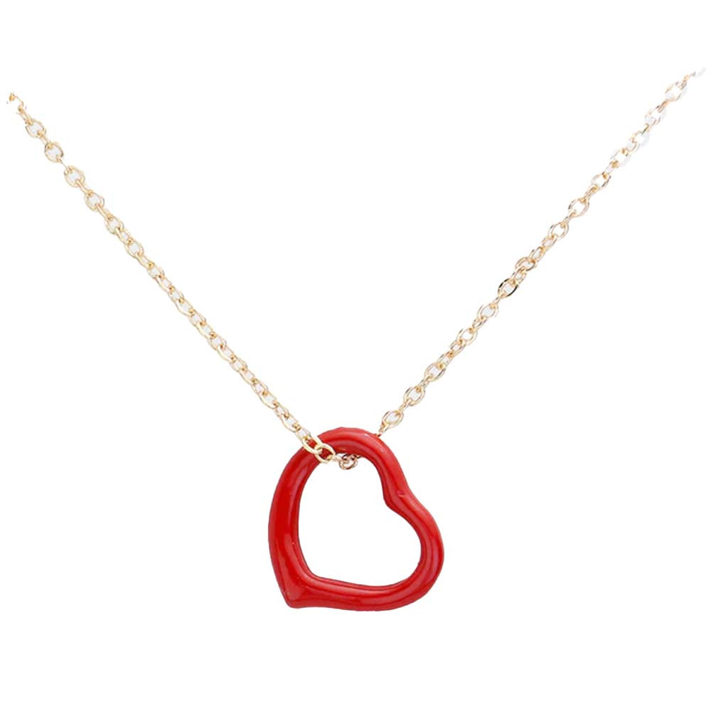 Red Open Heart Pendant Necklace embodies timeless elegance through its minimalist design. Expertly crafted, the open heart motif symbolizes affection and openness, making it a meaningful gift or a personal statement piece. Its lightweight construction ensures comfortable wear, while the polished finish adds a refined touch that enhances both casual and formal ensembles. This necklace seamlessly combines style and sentiment, providing a versatile accessory that complements any jewelry collection. 