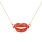 Red Rhinestone Embellished Lips Pendant Necklace adds the perfect touch of sparkle to any outfit. The shiny rhinestones enhance the playful lips design, making it a fun and stylish accessory. Elevate your look with this eye-catching necklace.