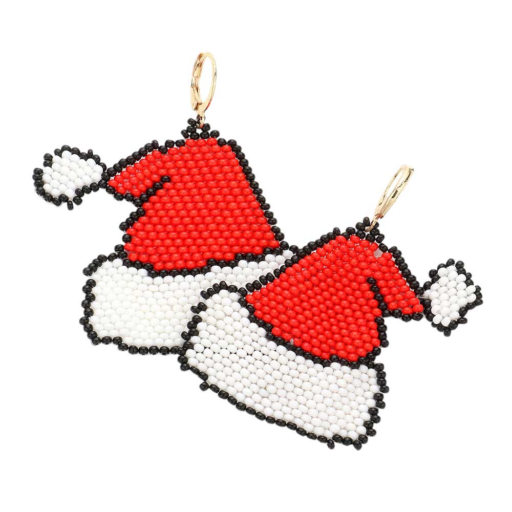 Red Seed Beaded Santa Hat Dangle Lever Back Earrings, are fun handcrafted jewelry that fits your lifestyle, adding a pop of pretty color. This pretty & tiny earring will surely bring a smile to one's face as a gift. This is the perfect gift for Christmas, especially for your friends, family, and the people you love.