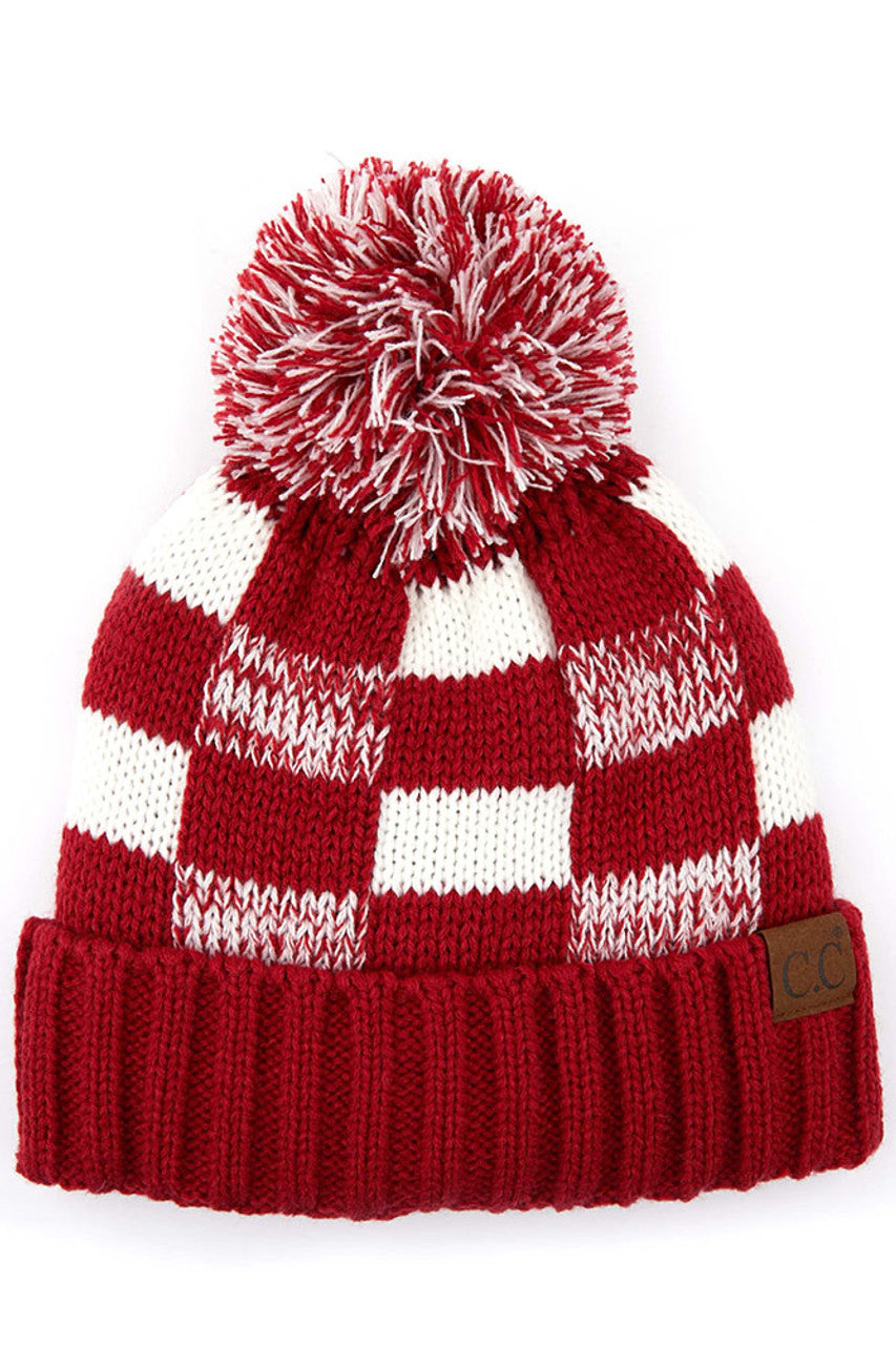 Red White C.C. Buffalo Check Beanie with Pom Hat combines technical performance with timeless design. Featuring a distinctive buffalo check pattern and decorative pom, this premium headwear delivers superior thermal retention while maintaining breathability. Precision-crafted construction ensures a comfortable fit that maintains shape through extended wear, making it an essential cold-weather accessory for the discerning customer. 