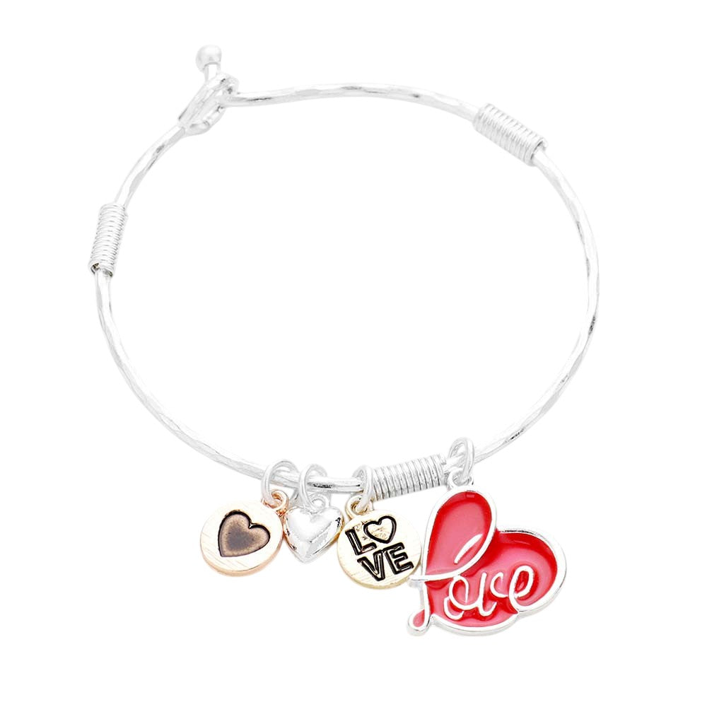 Red Worn Silver Love Heart Charm Bracelet is a stunning addition to your jewelry collection. Made with top-quality materials, this bracelet is a beautiful representation of love and affection. The intricate design and delicate charm make it perfect for any occasion. Show your love stylishly and elegantly with this charm bracelet.