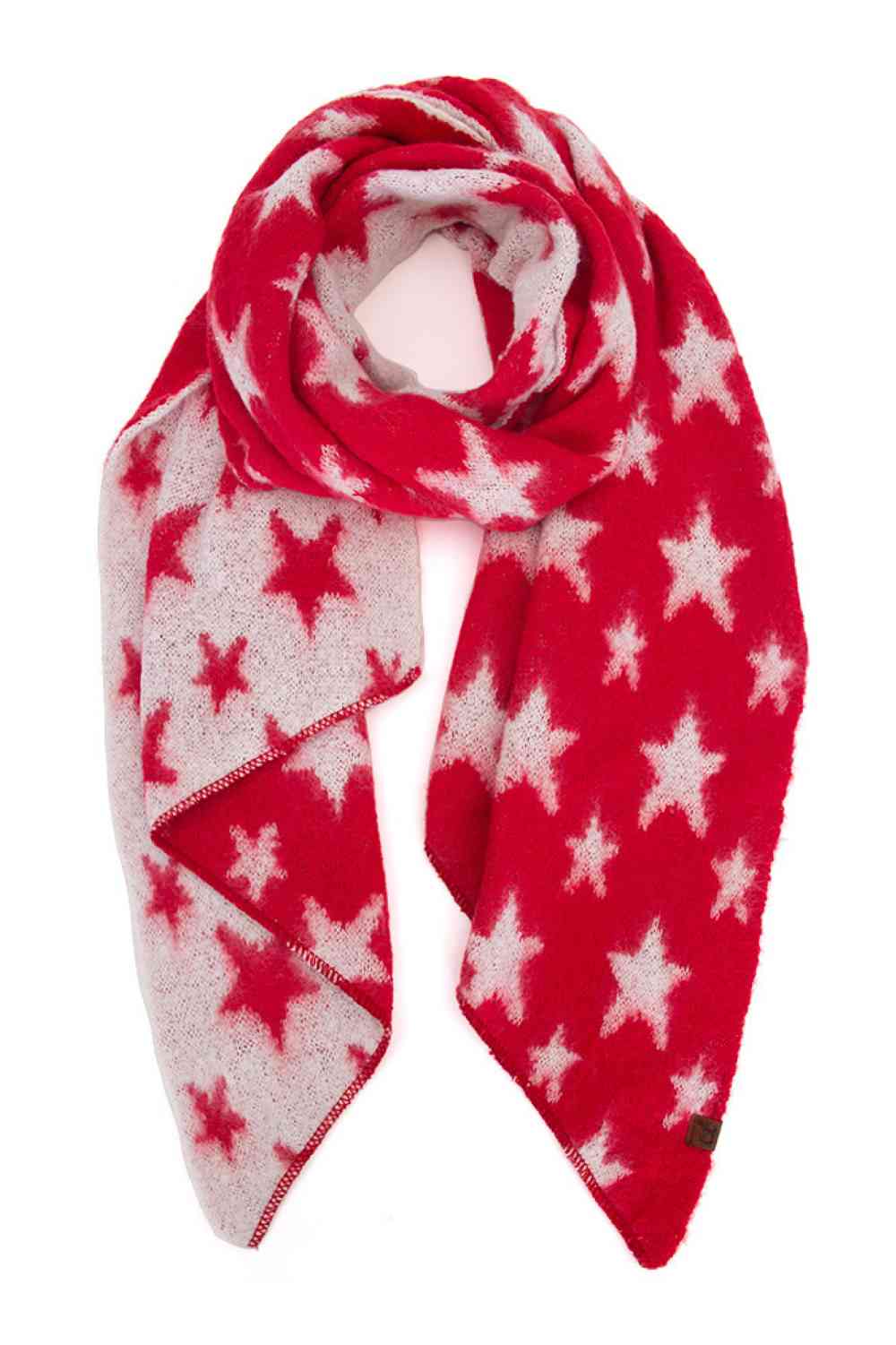 Red Wrap yourself in patriotic style with this C.C American Flag Stars Bias Cut Brushed Scarf. Featuring a classic star pattern inspired by the American flag, this versatile accessory brings timeless charm to any winter outfit. Crafted from 100% polyester with a soft brushed finish, the scarf offers cozy warmth and gentle comfort against your skin.