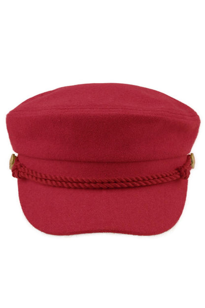 Red Embrace winter warmth with this classic C.C Rope Fisherman's Cap, featuring a charming button detail and solid construction. Made from a comfortable blend of 50% wool and 50% polyester, this hat offers excellent insulation while maintaining breathability for all-day wear. The timeless fisherman's style works seamlessly with casual and layered outfits, making it an essential cold-weather accessory.