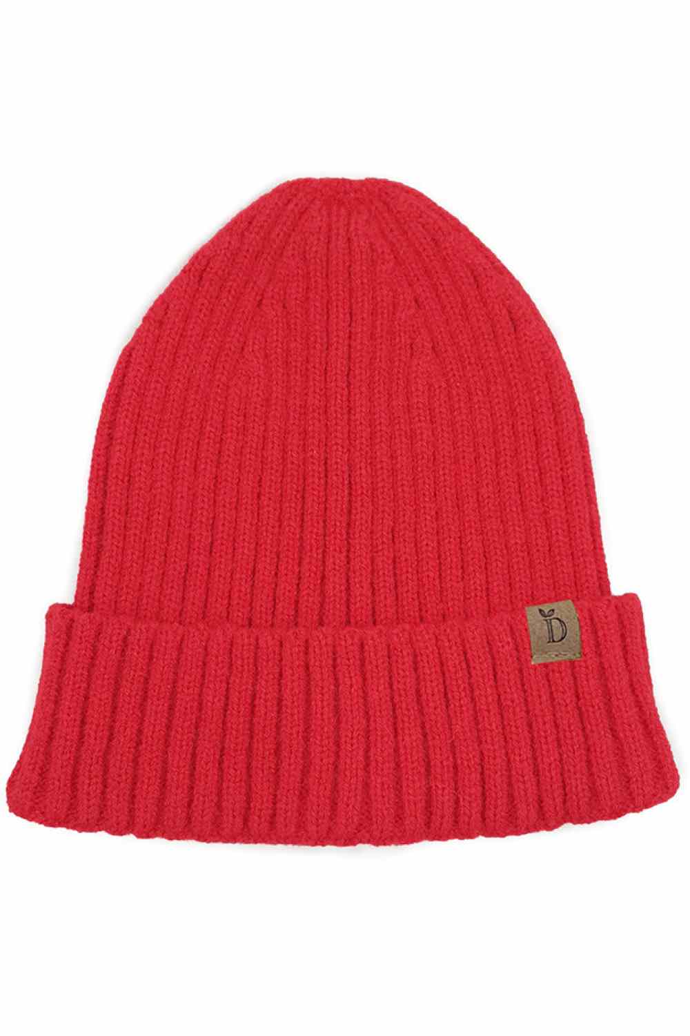 Red The Solid Color Ribbed Knit Cuff Beanie features a sleek, minimalist design with a ribbed texture and fold-over cuff for a classic winter look. Made from soft, stretchy knit fabric, it provides cozy warmth and a snug, comfortable fit for everyday wear.