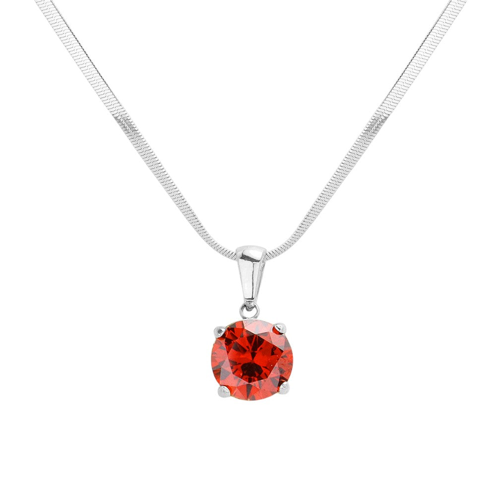 red Stainless Steel CZ Round Pendant Necklace is a stylish and durable accessory. Crafted from high-quality stainless steel, this necklace is resistant to tarnishing and fading. Featuring a sparkling CZ round pendant, it adds a touch of elegance to any outfit. Upgrade your jewelry collection with this timeless piece. 