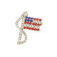 Gold Statement flag inspired brooch designed with a flowing ribbon silhouette and shimmering rhinestone accents. A bold decorative accessory ideal for jackets, coats, scarves, hats, bags, and event outfits. Perfect for patriotic celebrations, themed events, gifting, or adding eye catching detail to everyday styling.