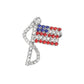 Silver Statement flag inspired brooch designed with a flowing ribbon silhouette and shimmering rhinestone accents. A bold decorative accessory ideal for jackets, coats, scarves, hats, bags, and event outfits. Perfect for patriotic celebrations, themed events, gifting, or adding eye catching detail to everyday styling.