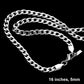 Rhodium16 INCH, 5mm Stainless Steel Cuban Chain Necklace is a versatile and durable accessory for any style. Made of high-quality stainless steel, it is resistant to tarnishing and comfortable to wear. The 5mm width adds a sleek and modern touch. Elevate your look with this expertly crafted chain.