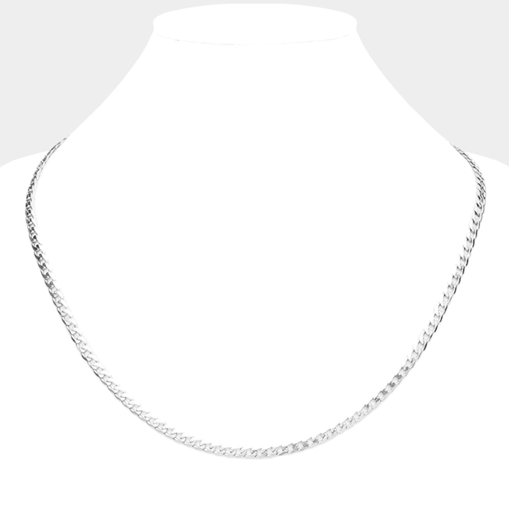 Rhodium 18-inch, 4mm stainless steel diamond-cut Cuban chain necklace is a versatile and durable accessory. Its unique diamond-cut design adds dimension and shine to any outfit, making it a stylish addition to any jewelry collection. Made from stainless steel, this necklace is also rust and tarnish resistant, ensuring long-lasting wear.