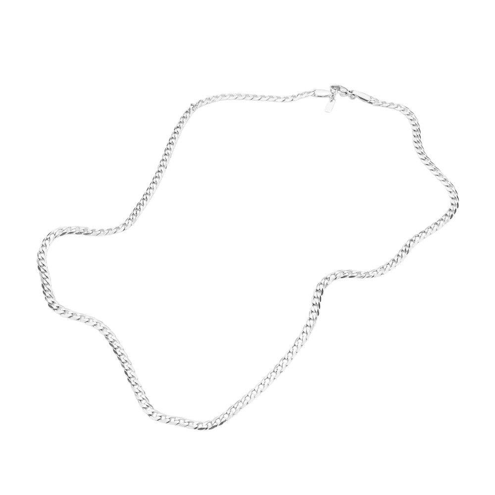 Rhodium 18-inch, 4mm stainless steel diamond-cut Cuban chain necklace is a versatile and durable accessory. Its unique diamond-cut design adds dimension and shine to any outfit, making it a stylish addition to any jewelry collection. Made from stainless steel, this necklace is also rust and tarnish resistant, ensuring long-lasting wear.