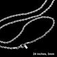 Rhodium 24-inch stainless steel rope chain necklace is the perfect accessory for any outfit. With a thickness of 3mm, it offers a sleek and sturdy design that will last. Elevate your style with this timeless piece that is both versatile and fashionable.