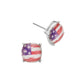 American USA Flag Stud Earrings - Rhodium - Earrings