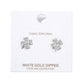 Rhodium Cubic Zirconia Clover Stud Earrings, Upgrade your jewelry collection. These expertly crafted earrings feature high-quality cubic zirconia stones, giving them a stunning sparkle. The clover shape adds a touch of elegance to any outfit, making them the perfect accessory for both formal and casual occasions.