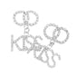 Rhodium KISS Rhinestone Embellished Message Dangle Earrings are the perfect accessory to add a touch of glamour to any outfit. The delicate dangle design adds movement and sparkle to your look, making you stand out from the crowd. Own these stunning earrings and shine like a star.