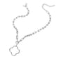 Rhodium Open Quatrefoil Pendant Hardware Chain Necklace is a stunning accessory that adds a touch of elegance to any outfit. The intricate quatrefoil pendant design is crafted with durable hardware chain for a unique and eye-catching look. Elevate your style with this expertly crafted necklace.
