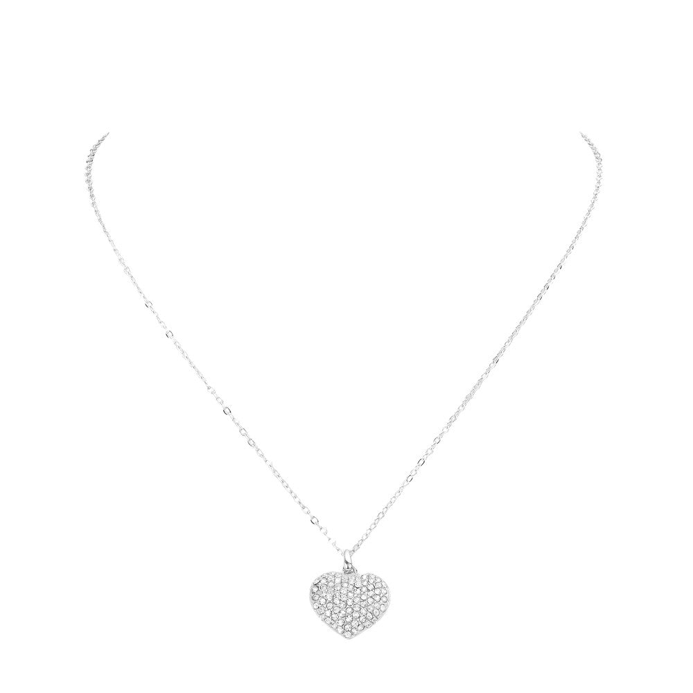 Pave heart pendant necklace - Necklaces