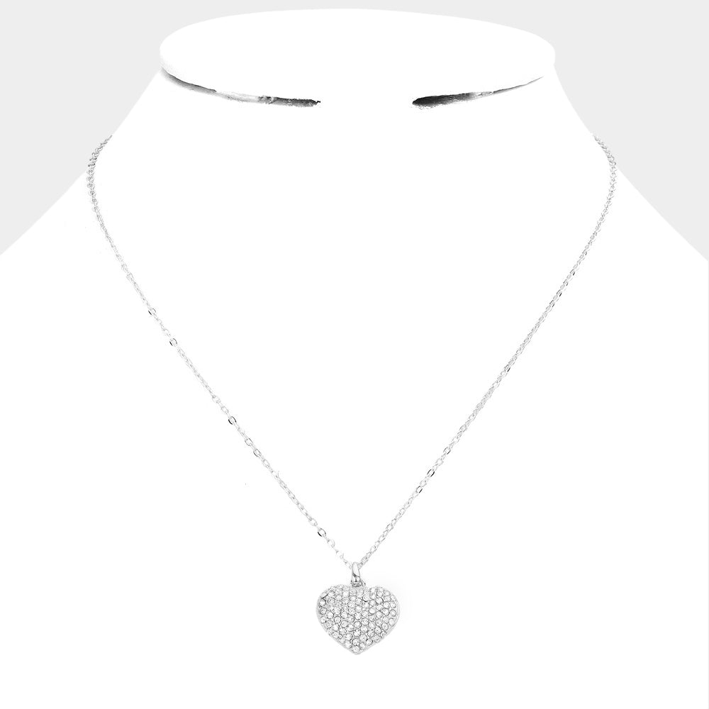 Pave heart pendant necklace - Necklaces