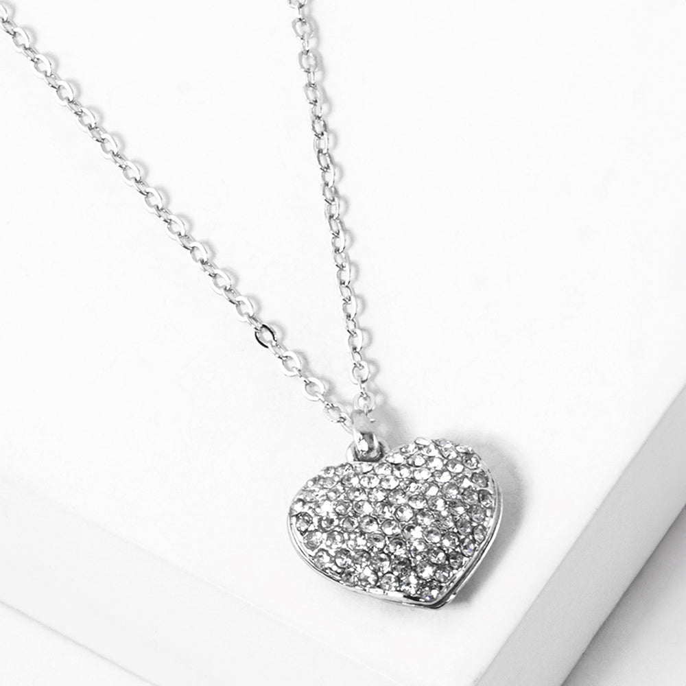 Pave heart pendant necklace - Necklaces