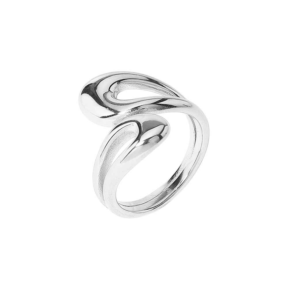 SECRET BOX Hypoallergenic Stainless Steel Teardrop Ring - Rhodium - Earrings