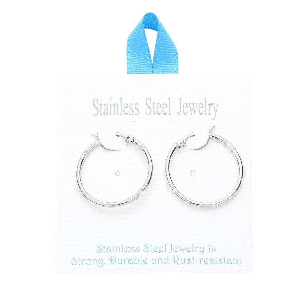 Rhodium Stainless Steel 1.2 Inch Metal Hoop Pin Catch Earrings are a durable and stylish choice for any jewelry lover. Made from high-quality stainless steel, these earrings are hypoallergenic and resistant to tarnishing. The 1.2 inch size is the perfect balance of subtlety and statement, making these earrings a versatile addition to any outfit.