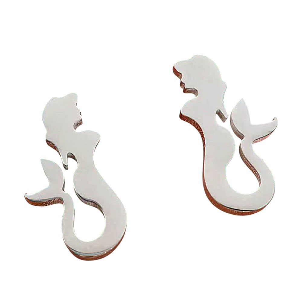 Stainless Steel Mermaid Stud Earrings