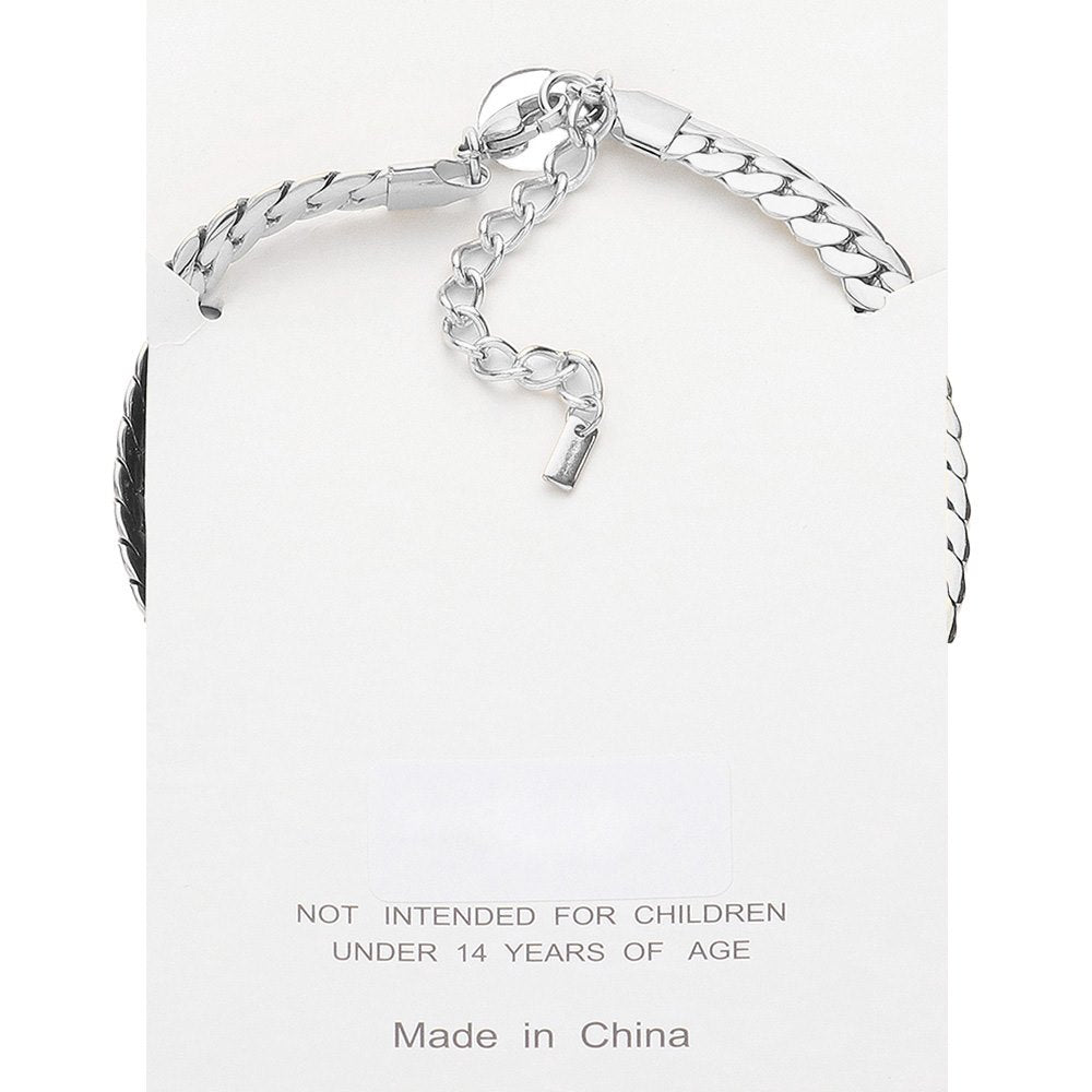 Rhodium Stainless steel wheat link chain anklet is both stylish and durable. Made from high-quality stainless steel, it is resistant to tarnishing and is suitable for daily wear. Its unique wheat link design adds an elegant touch to any outfit. Upgrade your style with this versatile and long-lasting anklet.