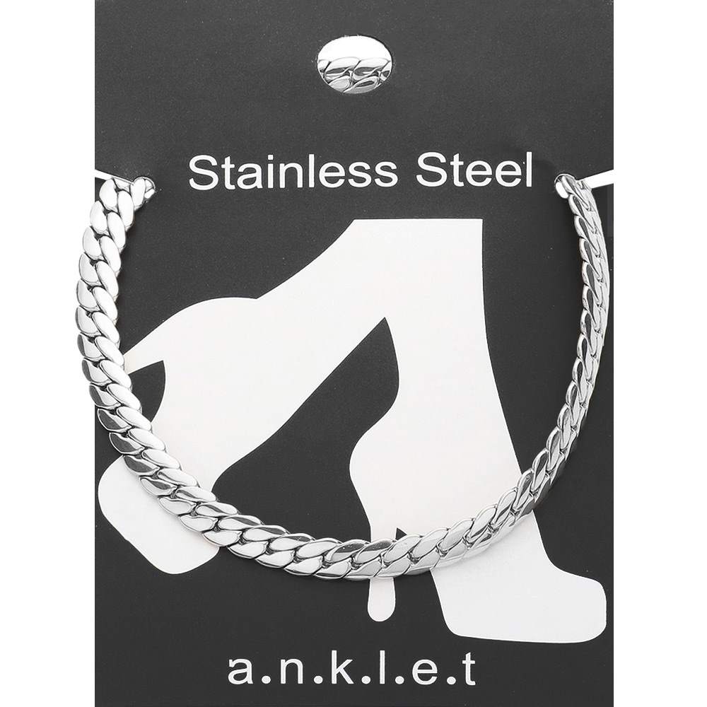 Rhodium Stainless steel wheat link chain anklet is both stylish and durable. Made from high-quality stainless steel, it is resistant to tarnishing and is suitable for daily wear. Its unique wheat link design adds an elegant touch to any outfit. Upgrade your style with this versatile and long-lasting anklet.