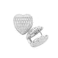 Textured Heart Metal Huggie Earrings - Rhodium - Earrings