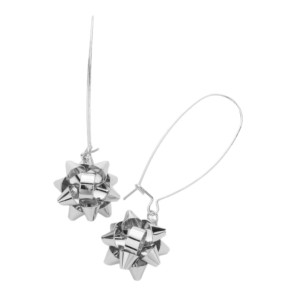 Rhodium Trendy Christmas Gift Bow Dangle Earrings, are beautifully designed with a bow theme that will make a glowing touch on everyone. These beautiful earrings are the ultimate representation of your class & beauty. These are the perfect gift for Christmas, especially for your friends, family, and the persons you love.