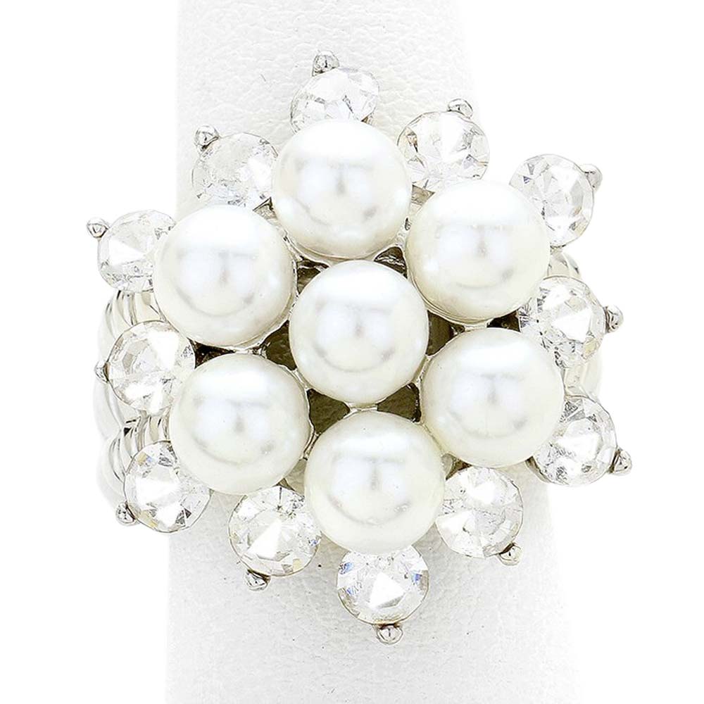 Rhodium Crystal & Pearl Bloom Stretch Ring, this pearl bloom stretch ring is a piece of jewel that will certainly amaze you on special occasions. Whether you’re looking for something in a classic or timeless style or you’re hoping to make a new discovery, we’re thrilled to provide the perfect handcrafted piece of jewelry to match and exceed your expectations.