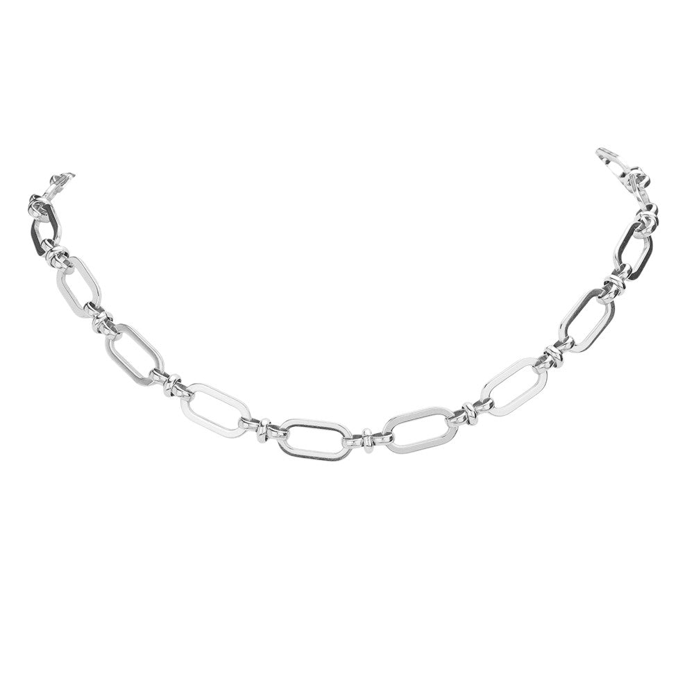 Rhodium 18K White Gold Dipped Stainless Steel Premium Handmade Chain Necklace is expertly crafted from premium stainless steel and dipped in luxurious 18K white gold. With its high-quality materials and intricate design, this necklace offers timeless elegance and durability. Elevate your style with this exquisite accessory. 