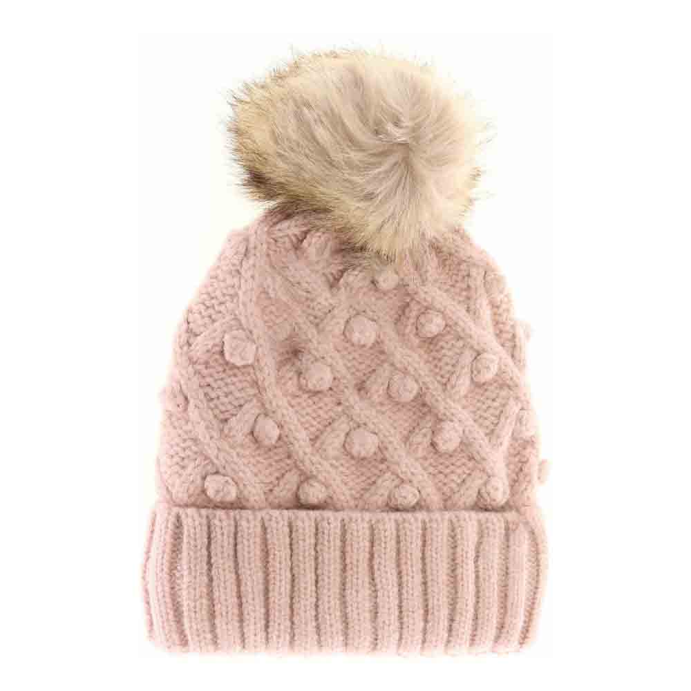 Rose Bobble Knit Fur Pom C.C Beanie offers expert-level warmth and style, combining a durable knit fabric with a soft, luxurious fur pom for a refined winter accessory. Designed for a secure, comfortable fit, this beanie effectively retains heat while enhancing any cold-weather outfit with its premium materials and timeless design. Ideal for staying cozy without sacrificing sophistication during colder seasons. 