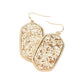 Sparkly Hexagon Frame Dangle Earrings - Rose Gold - Earrings