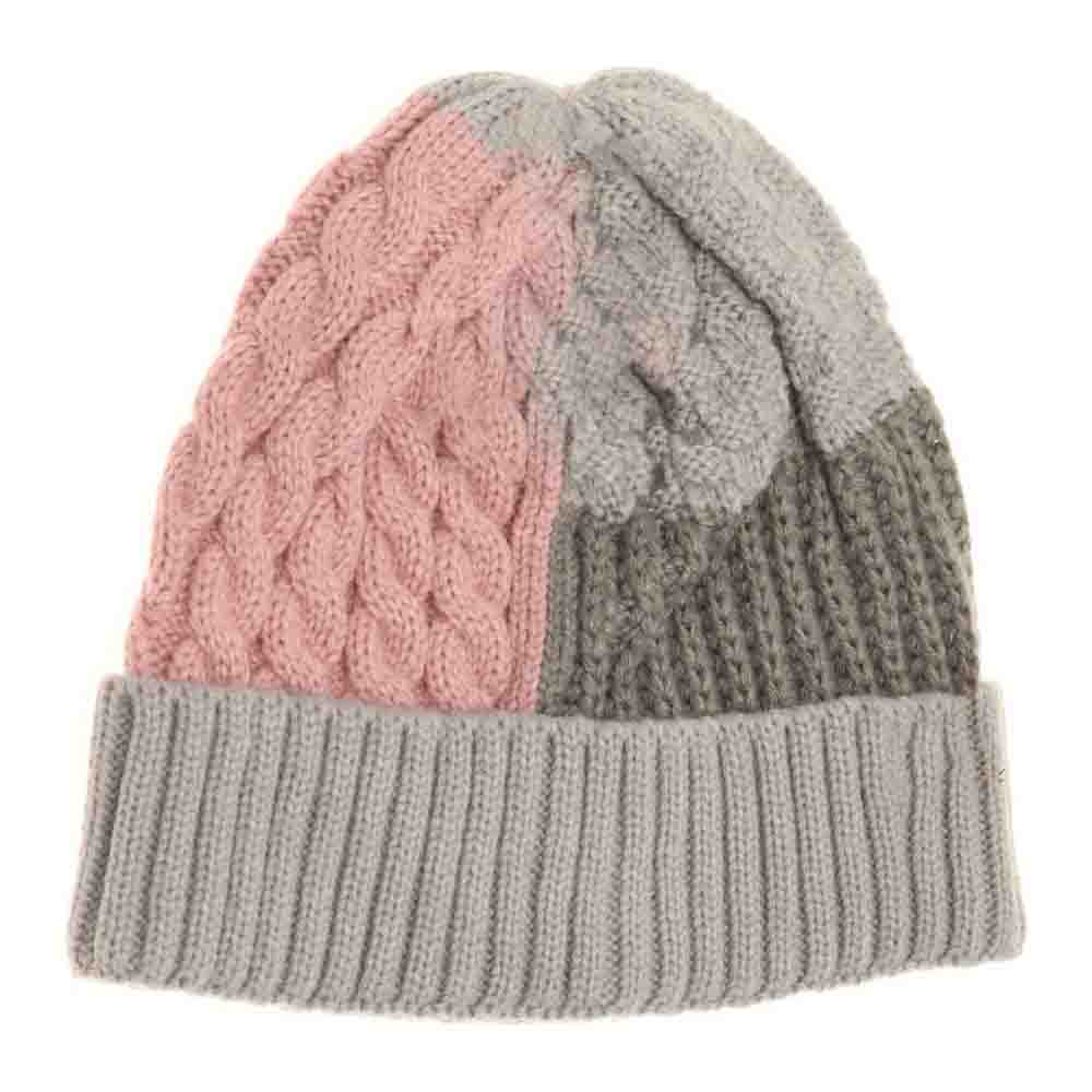 Rose-Lt.Grey- Tri-Color Cuff Beanie offers a refined balance of warmth and style, featuring a distinctive three-tone design that elevates any outfit. Its cuffed construction ensures a secure, comfortable fit, making it an ideal accessory for cold weather. Crafted with quality materials, this beanie provides reliable insulation while maintaining breathability, suitable for both casual and active use. 