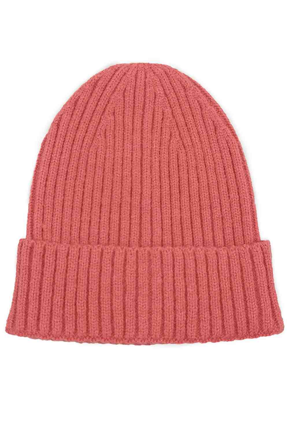 Rose Brown The Solid Color Ribbed Knit Cuff Beanie features a sleek, minimalist design with a ribbed texture and fold-over cuff for a classic winter look. Made from soft, stretchy knit fabric, it provides cozy warmth and a snug, comfortable fit for everyday wear.