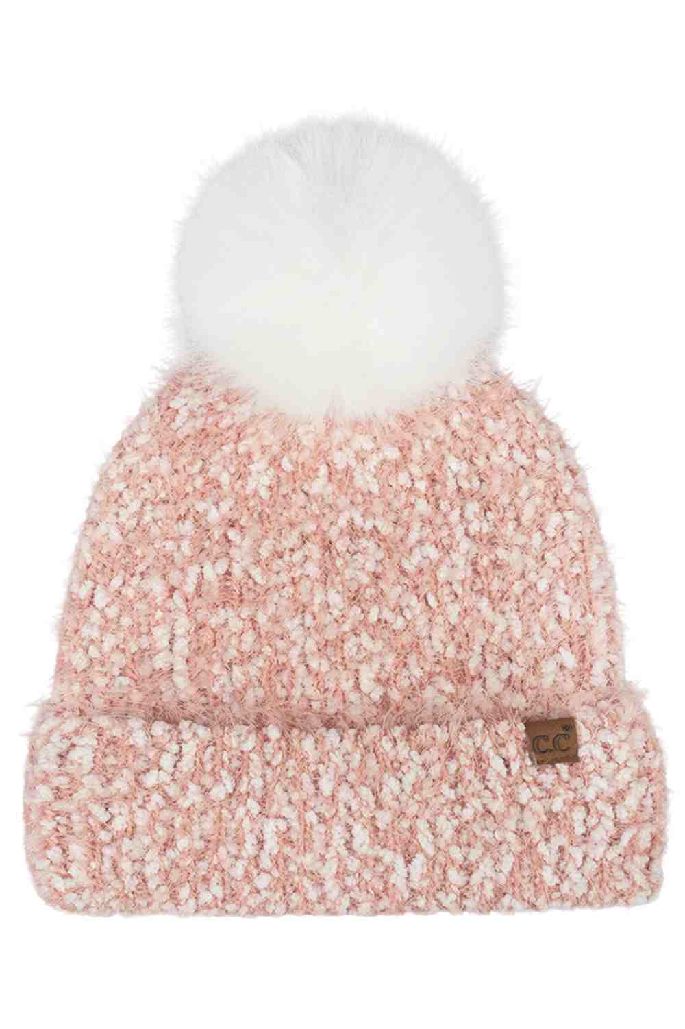 Rose C.C Faux Fur Pom Boucle Cuff Beanie Winter Hat features cozy boucle knit paired with a plush faux-fur pom for a stylish, winter-ready finish. Designed with a soft cuff and stretch fit, it delivers warm comfort while adding effortless charm to your cold-weather looks.